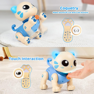 اسباب بازی ربات گربه موزیکال کنترلی آبی Robot Cat Toy for Kids, Remote Control Kitty Toys_اسباب بازی ربات
